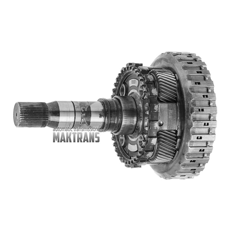 Hinteres Planetengetriebe Nr. 4 montiert mit Abtriebswelle ZF 8HP70 AWD, 4 Satelliten (Gesamthöhe 256 mm, 43 Keilwellen, Keilwellendurchmesser 34,75 mm)