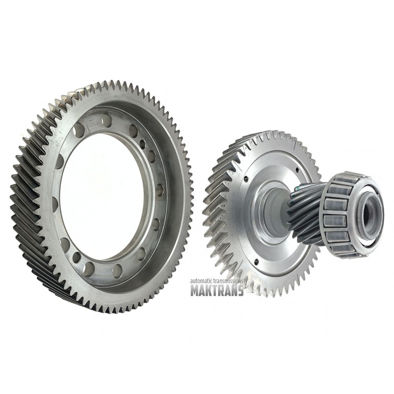 Hauptpaar [2077] MAZDA FW6AEL GW6AEL prod. Welle 20T [Ø 52,70 mm], 50T [Ø 151 mm] Differential-Schrägradgetriebe 77T [Ø 184,25 mm, TH 30,60 mm, 12 Befestigungslöcher]