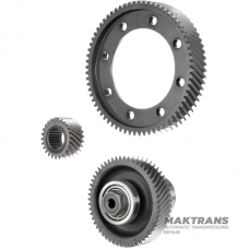 JATCO CVT JF016E Achsantriebsradsatz / Ind. Welle 23 Zähne (Außen-Ø 71,60 mm) / 54 Zähne (Außen-Ø 127,95 mm), Differentialgetriebe. 68 Zähne (Außen-Ø 195 mm), angetriebenes Scheibenrad 25 Zähne (Außen-Ø 61,70 mm)