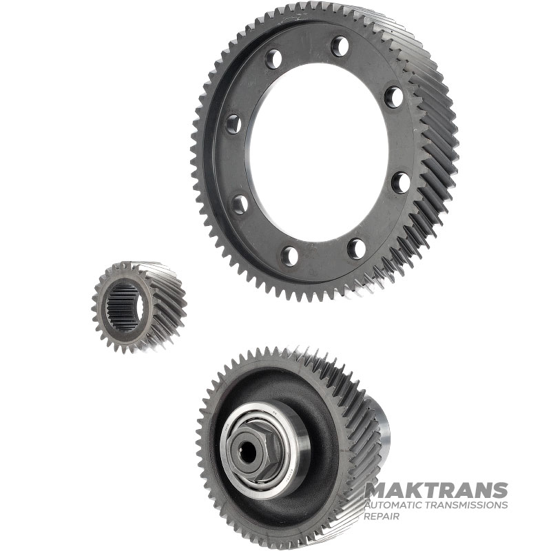 JATCO CVT JF016E Achsantriebsradsatz / Ind. Welle 23 Zähne (Außen-Ø 71,60 mm) / 54 Zähne (Außen-Ø 127,95 mm), Differentialgetriebe. 68 Zähne (Außen-Ø 195 mm), angetriebenes Scheibenrad 25 Zähne (Außen-Ø 61,70 mm)