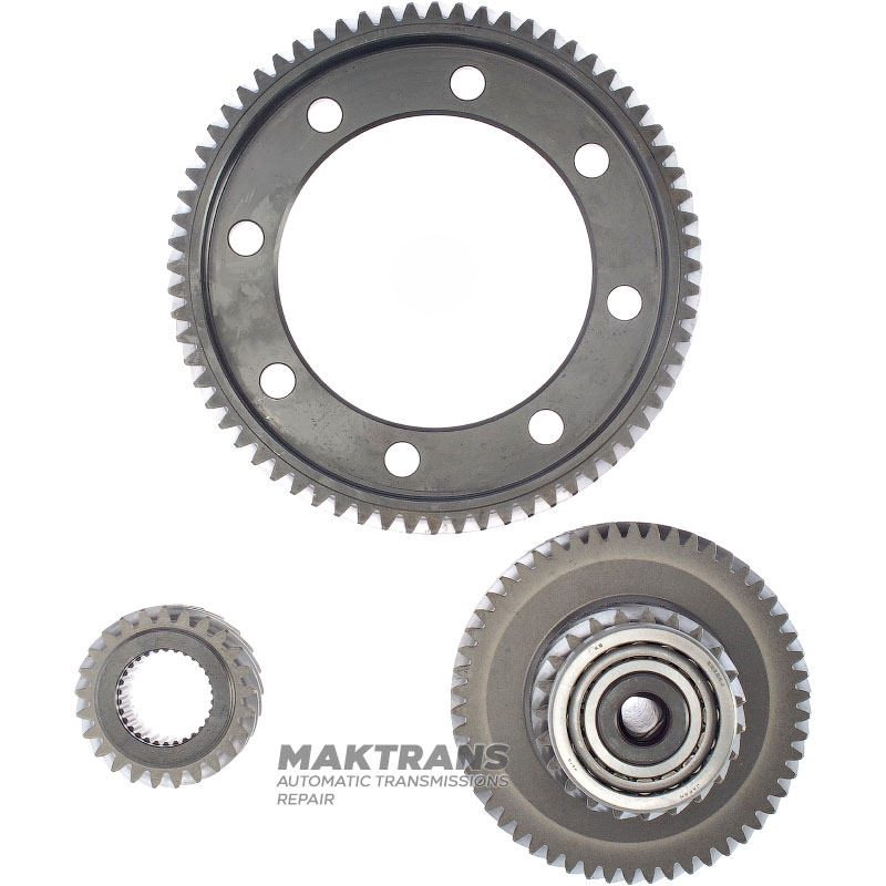 JATCO CVT JF016E Achsantriebsradsatz / Ind. Welle 23 Zähne (Außen-Ø 71,60 mm) / 54 Zähne (Außen-Ø 127,95 mm), Differentialgetriebe. 68 Zähne (Außen-Ø 195 mm), angetriebenes Scheibenrad 25 Zähne (Außen-Ø 61,70 mm)