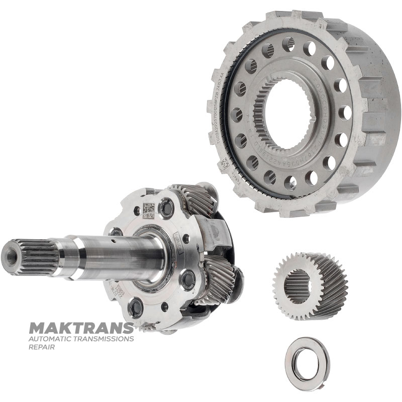 Eingangswelle / Planetengetriebe (mit Lagern und Kunststoffscheibe) FORD HF45 HF55 eCVT PZ18-7A153-AA PZ18-7D055-AA – 4 Ritzel (26 Zähne), Gesamthöhe 152 mm (21 Keilnuten, Außen-Ø 21,80 mm)