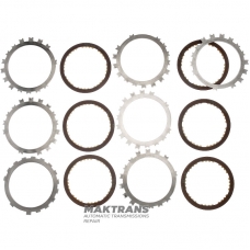 Satz Stahl- und Reibscheiben NIEDRIGE RÜCKWÄRTSBREMSE Aisin Warner 30-40LE, 30-80LE / TOYOTA A340 A343 - 6 Reibscheiben (Gesamtdicke des Satzes 26,35 mm)