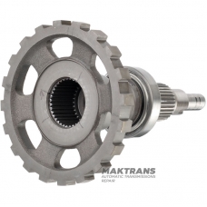 Abtriebswelle NISSAN RE5R05A RE7R01A / JATCO JR507A JR710E - Gesamtwellenhöhe 199 mm, 32 Keilverzahnungen (Außen-Ø 34 mm), Feststellzahnrad 20 Zähne (Außen-Ø 129,95 mm), 36 Keilverzahnungen innen. Seite