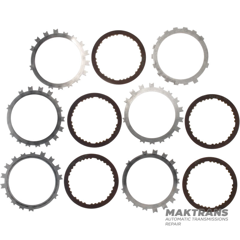 Satz Stahl- und Reibscheiben LOW-REVERSE-BREMSE Aisin Warner 30-40LE, 30-80LE / TOYOTA A340 A343 - 5 Reibscheiben (Gesamtdicke des Satzes 22,60 mm, Dicke der Stützscheibe 4,60 mm)