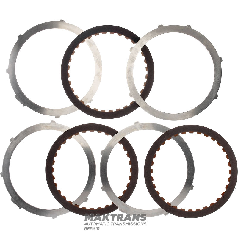 Satz Stahl- und Reibscheiben OVERDRIVE Brake FORD 5R110W 3C3Z-7B442-AA, 3C3Z-7B164-AA, 3C3Z-7R411-AB – 3 Reibscheiben (32 Zähne pro Scheibe), Gesamtdicke des Satzes beträgt 20,25 mm