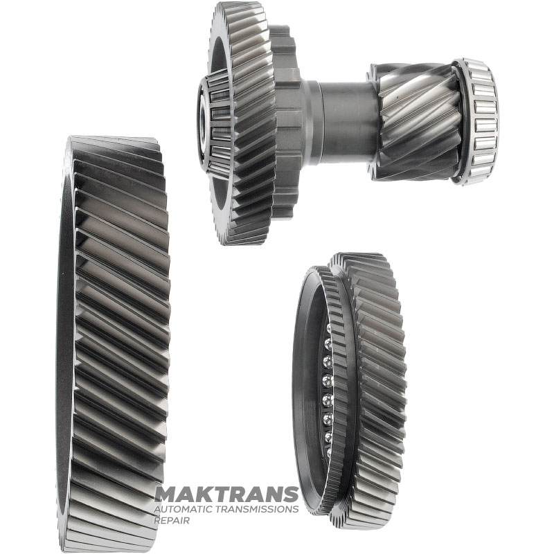 Satz Schrägverzahnungen des Hauptgetriebes TOYOTA \ LEXUS UA81E UA81F - 4120678020, 4130078030, 3570478010 (Differentialzahnrad 53 Zähne, Industriewelle 15/49, Zentralsattelzahnrad 52 Zähne)