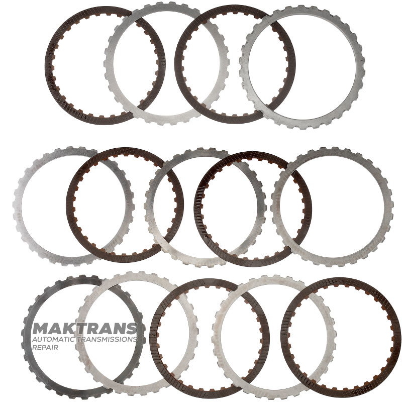 Satz Stahl- und Reibscheiben LOW / REVERSE Bremse FORD 6R60, 6R80 - 6 Reibscheiben (Gesamtdicke 25,60 mm)