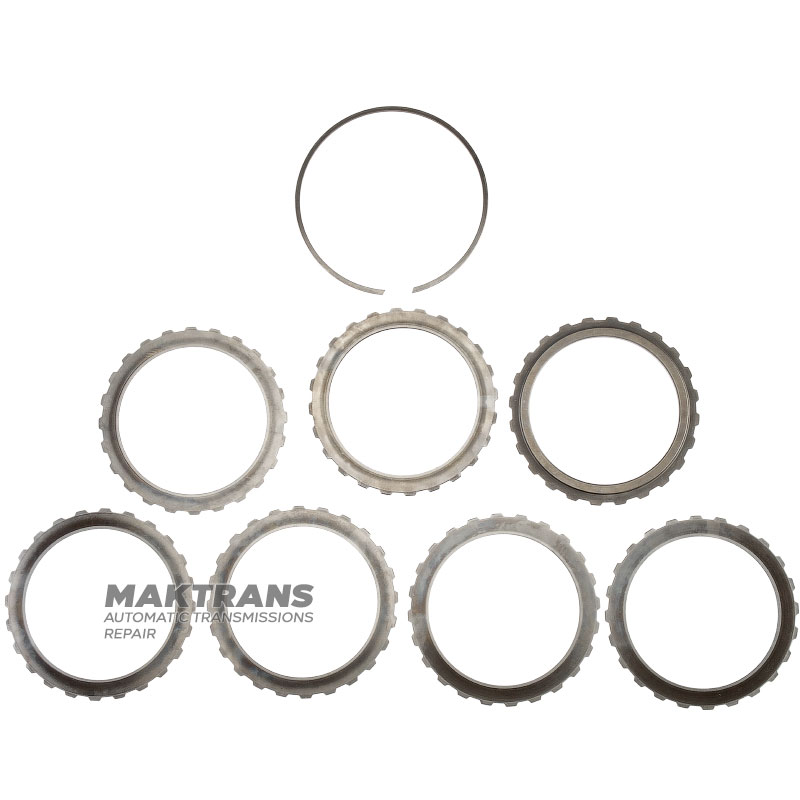 E Clutch FORD 6R60, 6R80 Stahlradsatz - 6L2Z-7B442-AA, Trägerplatte (6,15 mm/3 mm dick, 107 mm Innen-Ø, 24 Zähne), 6 Stahlräder (3,05 mm dick, 107 mm Innen-Ø, 24 Zähne)