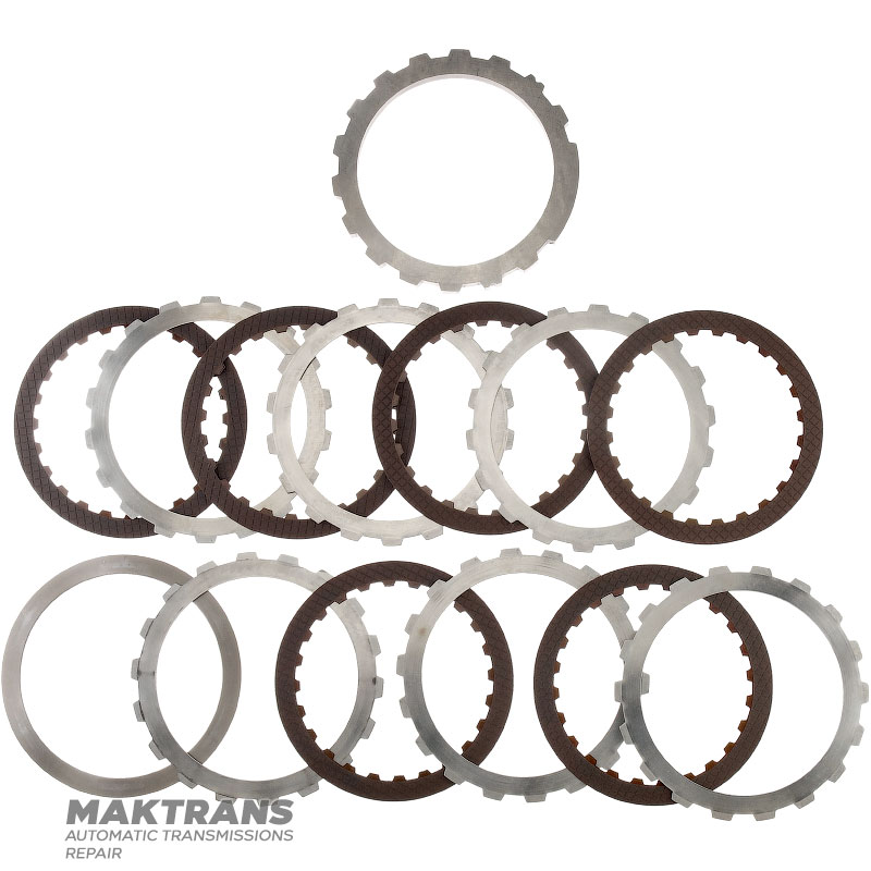 Satz Stahl- und Reibscheiben LOW / REVERSE KUPPLUNG FORD 4R100 - F81Z-7B164-DA, E9TZ-7B442-E, 3C3Z-7B442-DA, 6 Reibscheiben (Gesamtdicke des Satzes 36,65 mm)