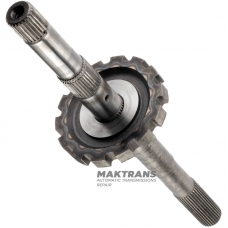 Abtriebswelle (mit Parkrad) FORD E4OD, 4R100 — Gesamtlänge 506 mm, 31 Zähne (Außen-Ø 34,30 mm), Parkrad 14 Zähne (Außen-Ø 142,10 mm)