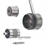 Eingangswelle, eine Klauenkupplung ZF 9HP48, 948TE – Gesamtwellenlänge 312 mm, Hohlrad 86 Zähne, Sonnenrad 94 Zähne (Außendurchmesser 124,85 mm)