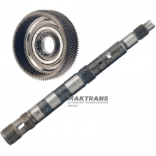Eingangswelle, eine Klauenkupplung ZF 9HP48, 948TE – Gesamtwellenlänge 312 mm, Hohlrad 86 Zähne, Sonnenrad 94 Zähne (Außendurchmesser 124,85 mm)