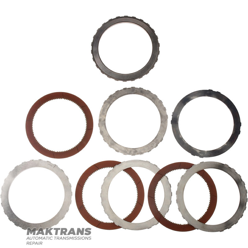 Satz Stahl- und Reibscheiben FORWARD Clutch FORD E4OD, 4R100 - 3 Reibscheiben (Gesamtdicke ohne Federscheibe 23,85 mm), F2TZ-7B164-A, C6AZ-7B442-A, E9TZ-7B442-D