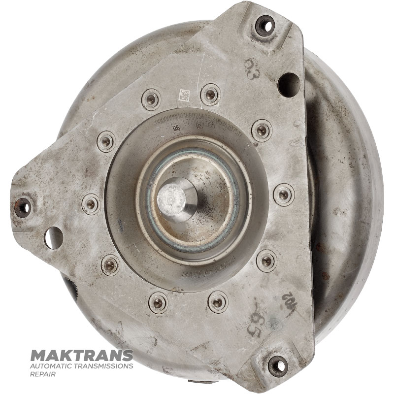 Vorderdeckel des Drehmomentwandlers ZF 6HP26 — 206 503 (Außen-Ø Gehäuse 282,70 mm, Außen-Ø Führungszapfen 34,95 mm, 3 Befestigungslöcher)