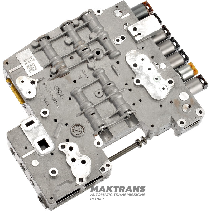 6R80 FORD Ventilkörper mit Magnetspulen (Mechanische Park-/Trennplatte CL3P-7Z490-BB) – aus gebrauchtem Getriebe ausgebaut, nicht getestet