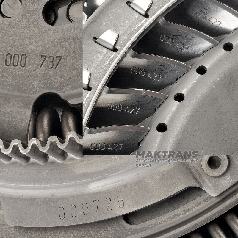 Turbinenrad, Federdämpfer des Drehmomentwandlers ZF 8HP70, 8HP75, 8HP65A - Schaufelmarkierung 000 427