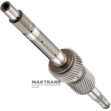 Welle mit Sonnenrädern P2 / P3 NISSAN RE6R01A / AISIN WARNER A466ND - Gesamtwellenlänge, Sonnenrad P2 38 Zähne (Außendurchmesser 61,35 mm), Sonnenrad P3 31 Zähne (Außendurchmesser 49,80 mm)