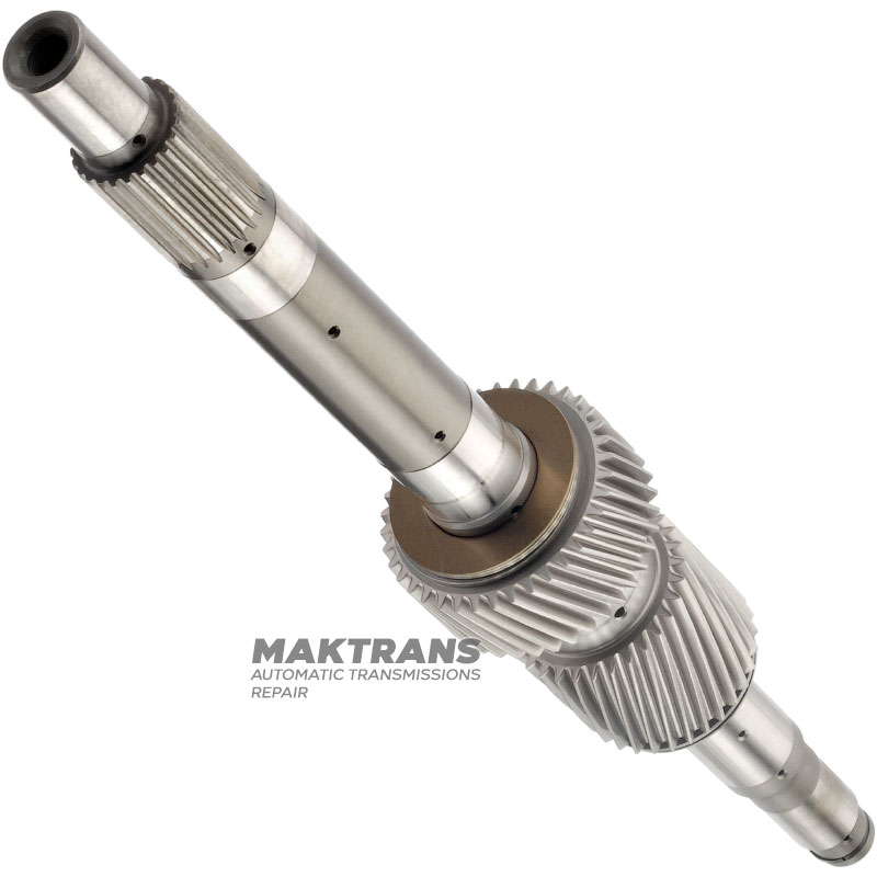 Welle mit Sonnenrädern P2 / P3 NISSAN RE6R01A / AISIN WARNER A466ND - Gesamtwellenlänge, Sonnenrad P2 38 Zähne (Außendurchmesser 61,35 mm), Sonnenrad P3 31 Zähne (Außendurchmesser 49,80 mm)