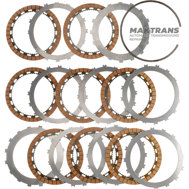 Satz Stahl- und Reibscheiben B2 Bremse (Niedrig / Rückwärts) NISSAN RE6R01A / AISIN WARNER A466ND - 8 Reibscheiben, (Gesamtdicke des Satzes beträgt 45,15 mm)