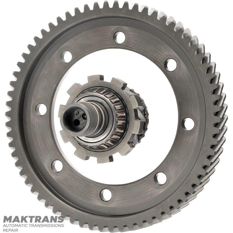Das Hauptpaar des JATCO JF015E Differentials besteht aus einer Zwischenwelle mit 17 Zähnen (Außendurchmesser 60,55 mm) und 66 Zähnen (Außendurchmesser 206,85 mm).