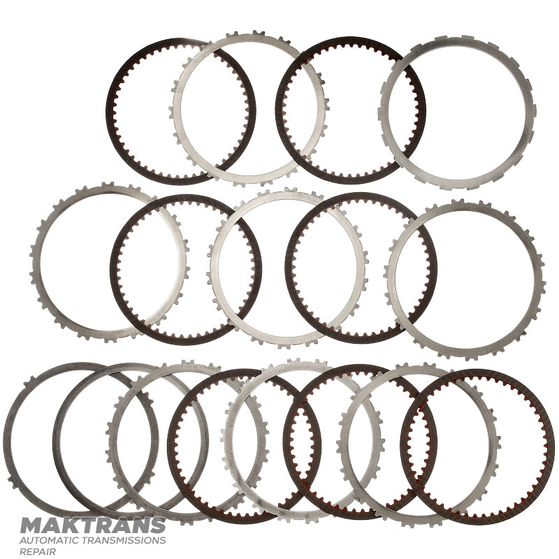 Satz Stahl- und Reibscheiben B1 Rückwärtsbremse RE5R05A 3166295X00 – 7 Reibscheiben (50 Zähne), Gesamtdicke des Satzes 32,20 mm, Dicke der Stahlscheibe 2 mm