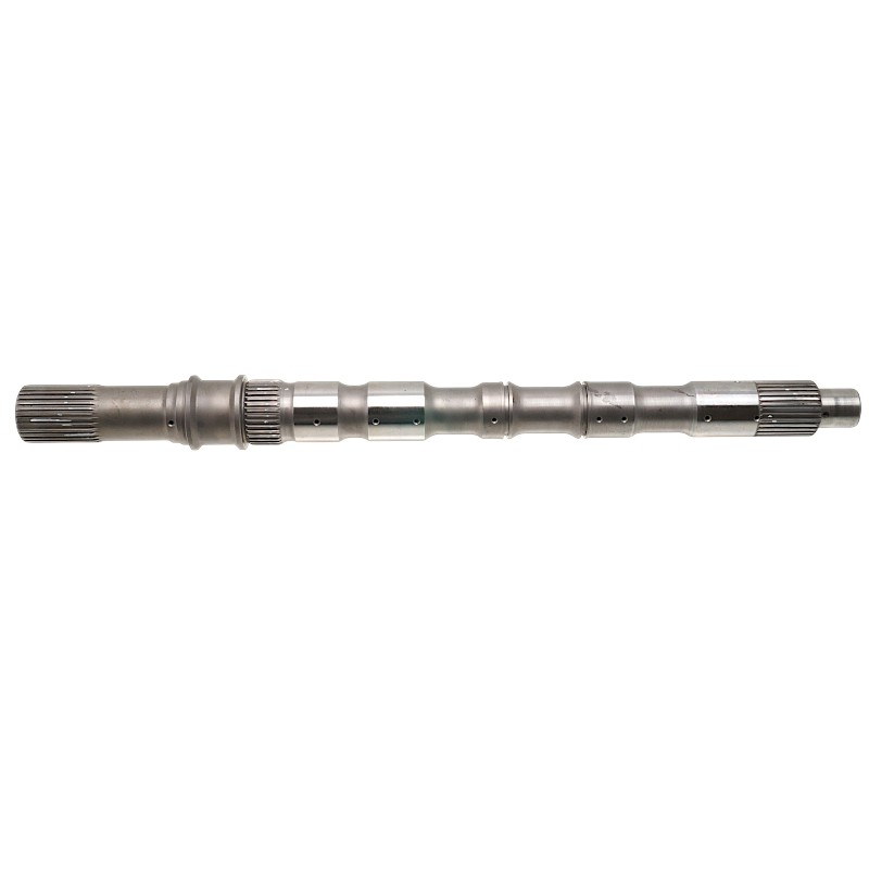 Abtriebswelle RE5R05A / RE7R01A – Gesamtlänge 472 mm, 32 Zähne (Außendurchmesser 32,45 mm, Länge 35 mm), 36 Zähne (Außendurchmesser 37,60 mm, Länge 20 mm), 32 Zähne (Außendurchmesser 33,70 mm, Länge 45 mm)
