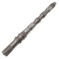Abtriebswelle RE5R05A / RE7R01A – Gesamtlänge 472 mm, 32 Zähne (Außendurchmesser 32,45 mm, Länge 35 mm), 36 Zähne (Außendurchmesser 37,60 mm, Länge 20 mm), 32 Zähne (Außendurchmesser 33,70 mm, Länge 45 mm)